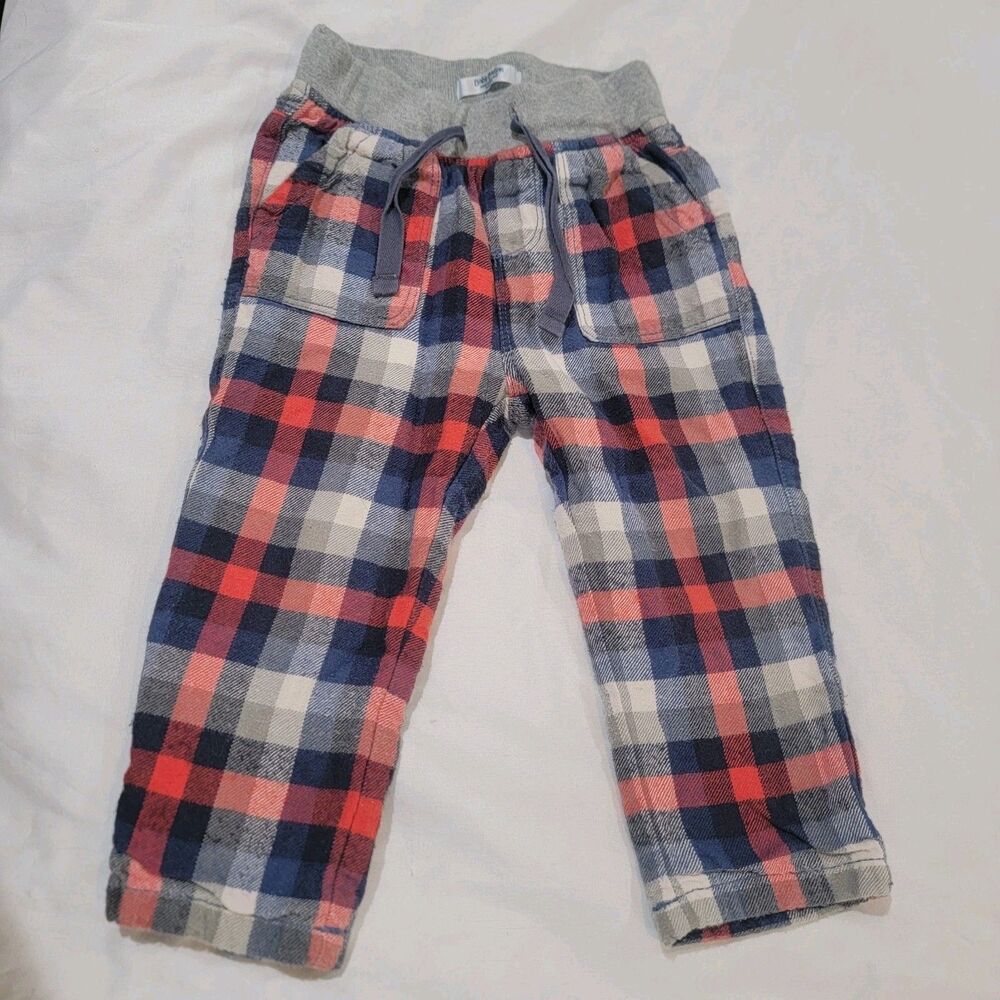 Baby Boden Size 18-24 Months Plaid Pull On Pants Red Blue Cozy
